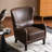 Pu Leather Wingback Armchair Accent Chair With Solid Wood  Legs