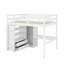 Lit mezzanine double avec bureau, garde-robe, tablettes et tiroirs-2029470359