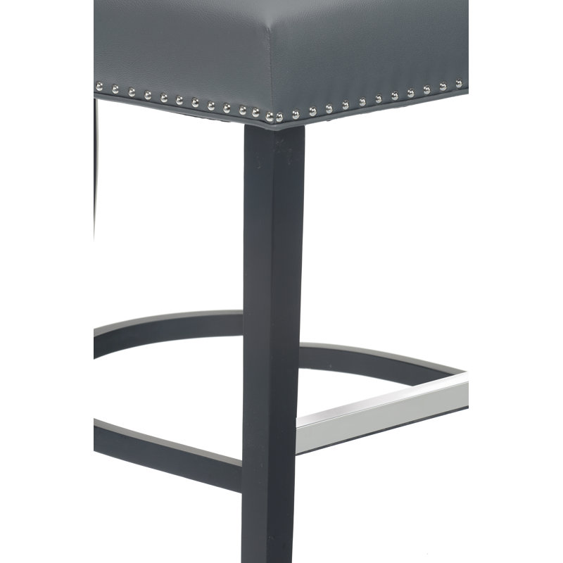 Upholstered Counter Stool with Solid Wood Frame