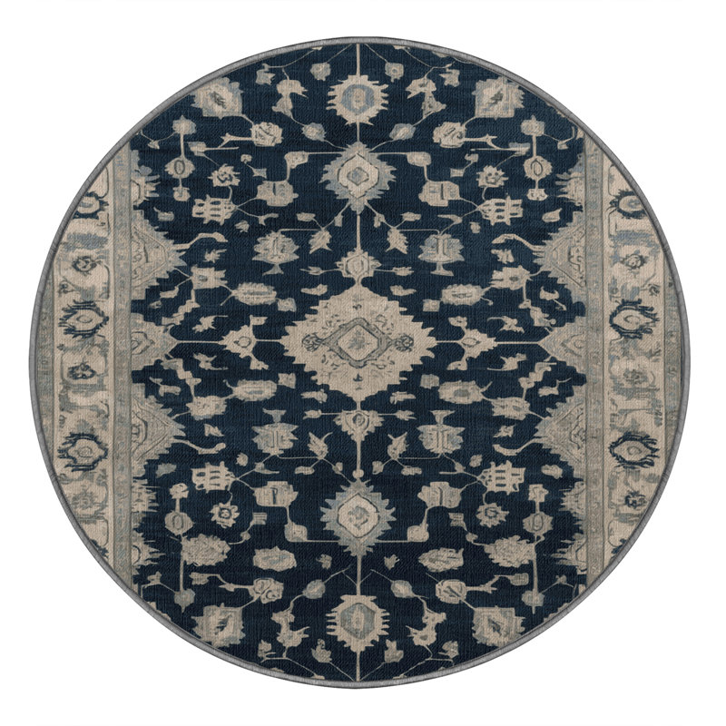 Tapis gris lavable à la machine, Rond 3 pi