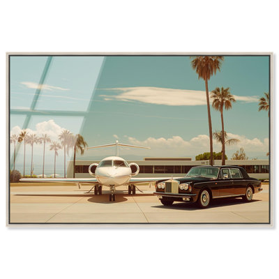 Sky Meets the Road Framed High-Gloss Acrylic Glass Wall Art Retro Photography by Art Remedy, Silver Frame, 15 x 10