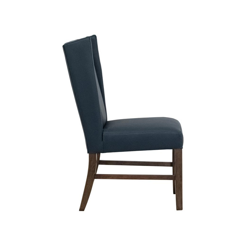 Chaise de salle à manger Earlwood en cuir véritable rembourrée, Blue