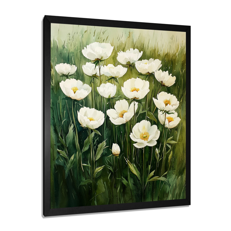 Barnhill - impressions sur toile florales, Noir, noir, noir, noir, H 20 po x l 12 po, Reproduction encadrée d'une seule photo