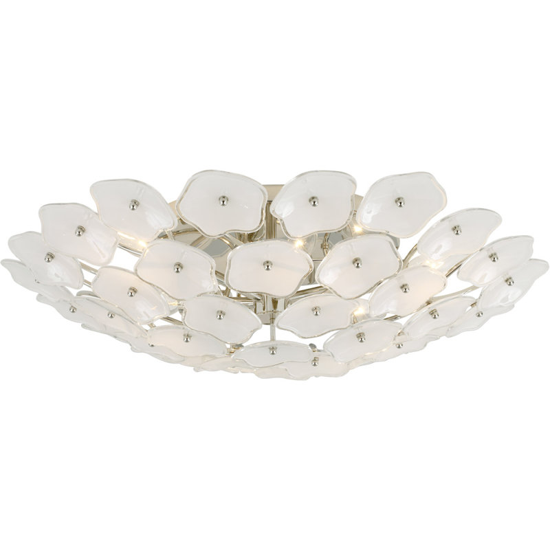 kate spade new york Leighton Large Flush Mount, Cream Tinted, Polished Nickel