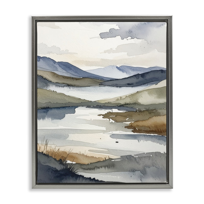 Cadre flottant Flow Of Water, design par Alonza Saunders, H 31 po x l 25 po, Cadre flottant gris lustré