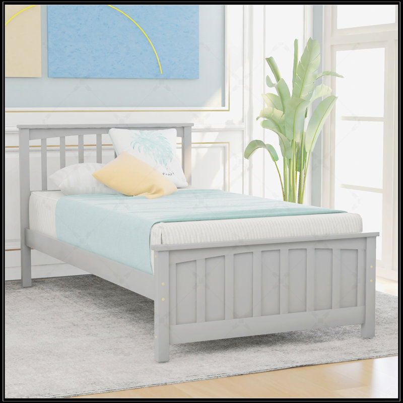 Lit plateforme en bois, Gris