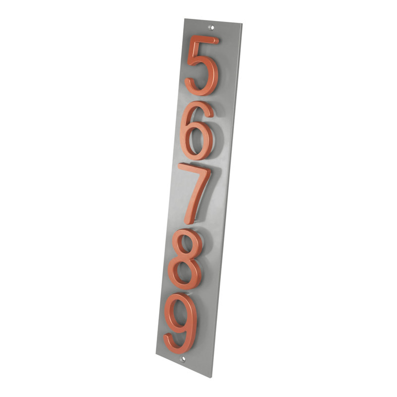 Plaque d'adresse verticale Amgo, Cuivre, Gris, Oui