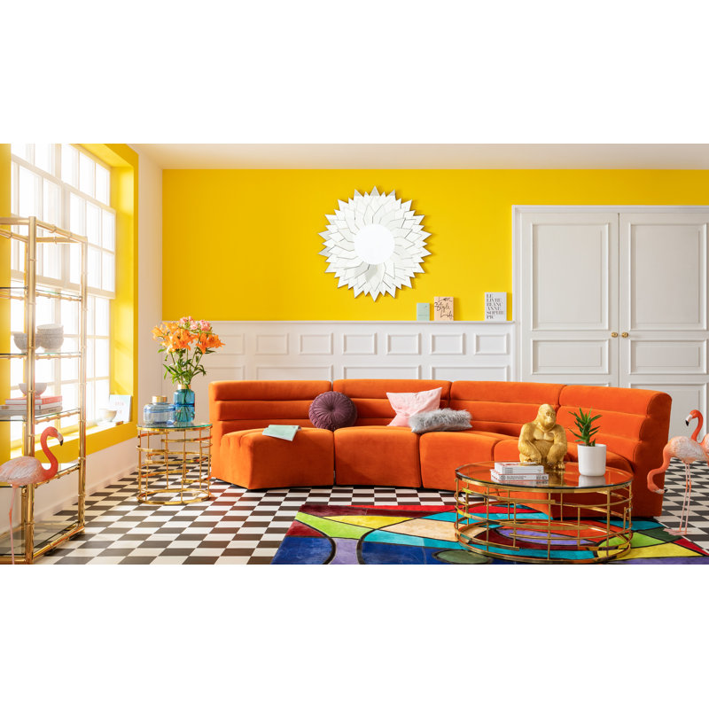 Jupiter Frame Coffee Table, 45 cm H x 100 cm W x 100 cm L, Gold, Clear