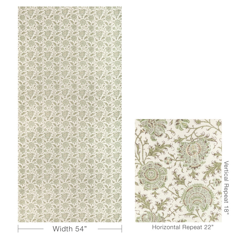 Indiennes Floral Fabric, Ivy