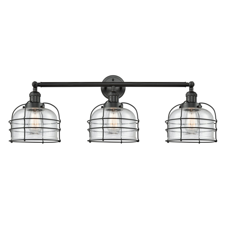 Éclairage pour meuble-lavabo à 3 lumières à intensité variable Gurtrue, Grainé, Noir mat