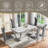 7 Pieces Luxury Kitchen Dining Table Set Of 6,70”Faux Marble Top With U-Shape Metal Base Dining Table For Kitchen, Dining Room-1674469238-1647677901-1647677899