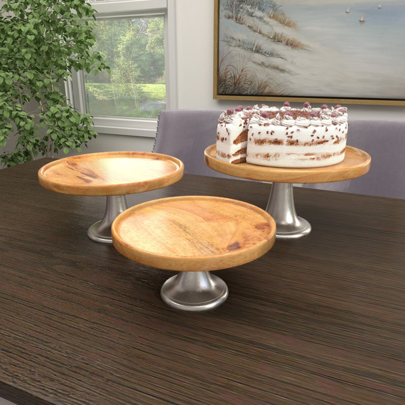 Présentoir à gâteaux 3 pièces Burrowes, Brun