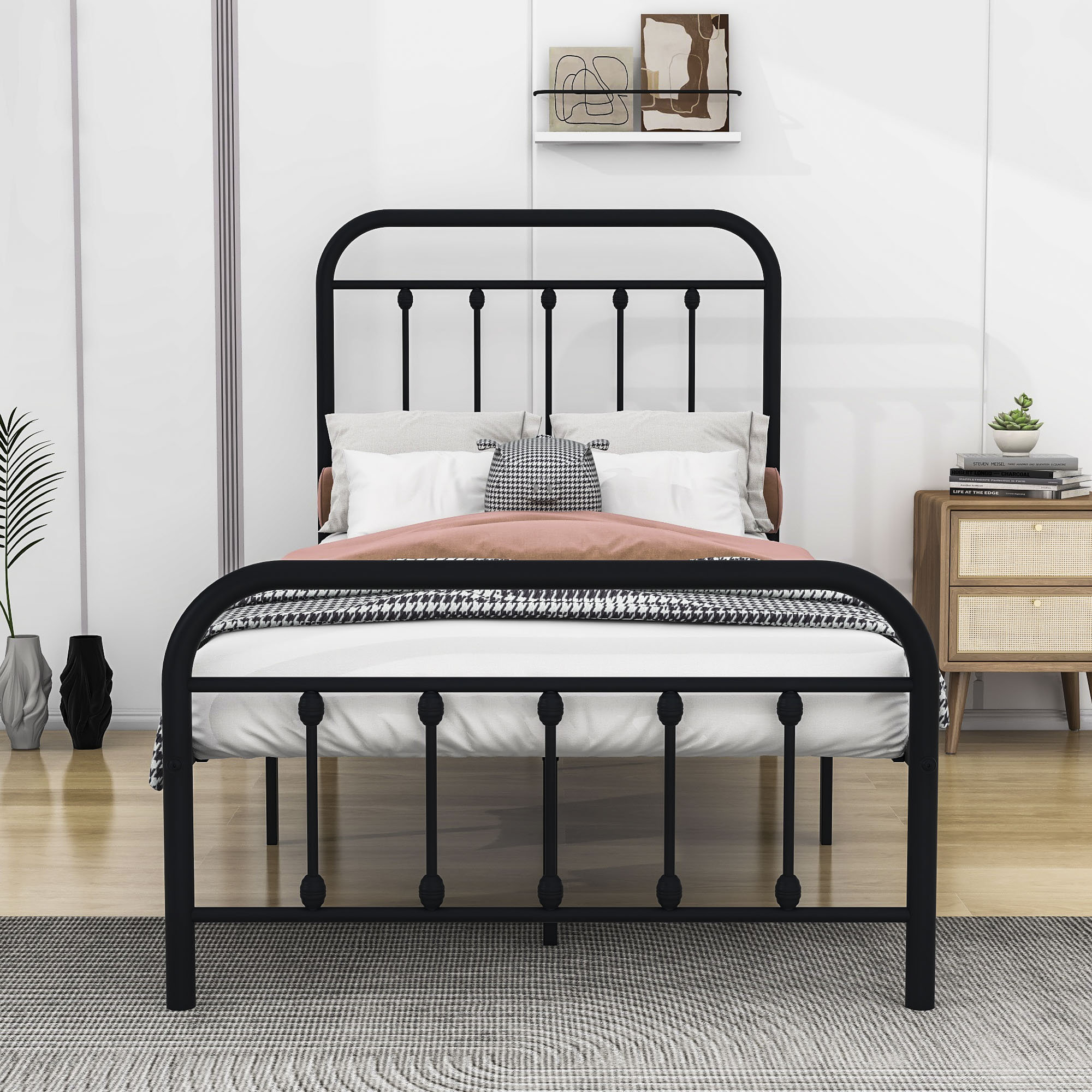 August Grove® Athel Twin Metal Slat Headboard Bed | Wayfair