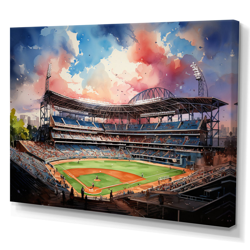 «Abstract Baseball Stadium III», art mural sur toile, Toile tendue, H 24 po x l 32 po x P 1 po