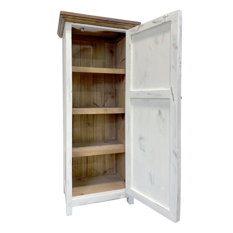 Uller Solid Wood Accent Cabinet, White/Dark Brown