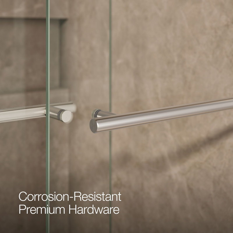 Levity Plus Less Sliding Shower Door, 81-5/8 In. H X 44-5/8 - 47-5/8 In. W, With 3/8 In.-Thick Crystal Clear Glass, Silver