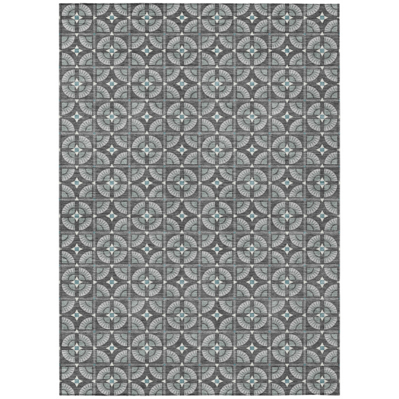 Machine Washable Indoor/Outdoor Chantille ACN2552 Geometric Rug, Charcoal, 2'6" x 3'10"
