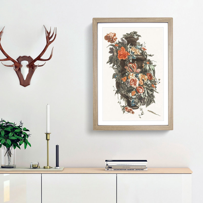 Floral Garland by Johan Teyler - Picture Frame Painting Print, Oak Framed, 48cm H x 36cm W x 2cm D