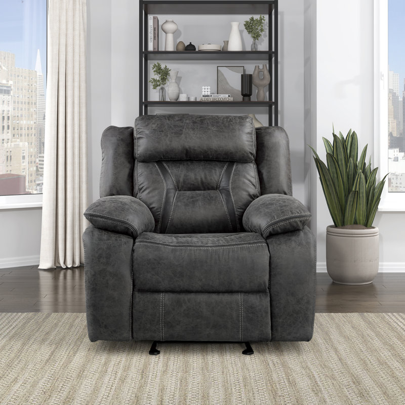 Fauteuil inclinable manuel traditionnel en microfibre polie 37,5 po Jannali, Microfibre grise