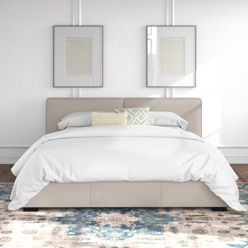 Bakar Upholstered Platform Bed, King, Natural