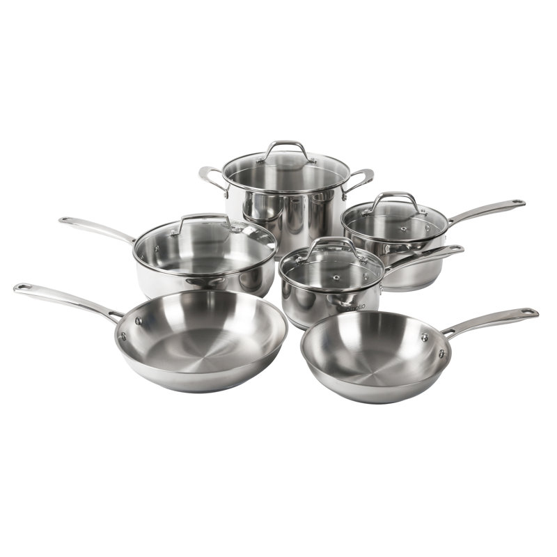Othello CH-SSCO6 10-Piece Tri-ply Stainless Steel Pots and Pans Cookware Set, Silver
