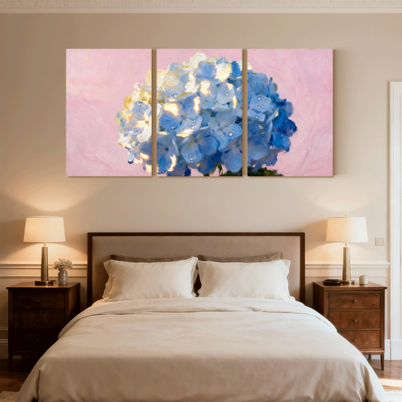 Hortensia, ensemble de 3 impressions sur toile, H 36 po x l 72 po