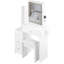 Petite coiffeuse de 29,2 po avec tabouret rembourré, 2 prises CA et 2 ports USB, support pour séchoir à cheveux, réglage de la luminosité-540349565