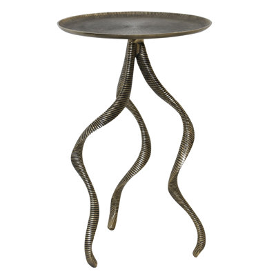 Serpentine Root Accent Table - Antique Brass