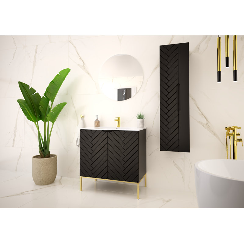 Braydi 81mm Bathroom Vanity with Basin, Black/Beige