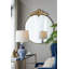 Grand miroir mural rond 36 po x 41 po avec cadre en métal doré