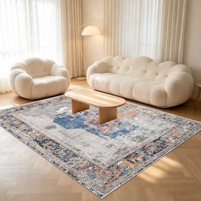 Tapis de style rétro de 1 pièce pour le salon, doux et confortable, convient à toutes les saisons, facile à entretenir, tapis de sol intérieur lavable à la machine, convient à la chambre à coucher, à la salle à manger, au couloir, au patio, au balcon, à la maison, à la décoration extérieure.