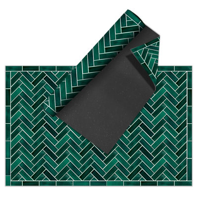 Rethia Geometric Vinyl Machine Printed Area Rug