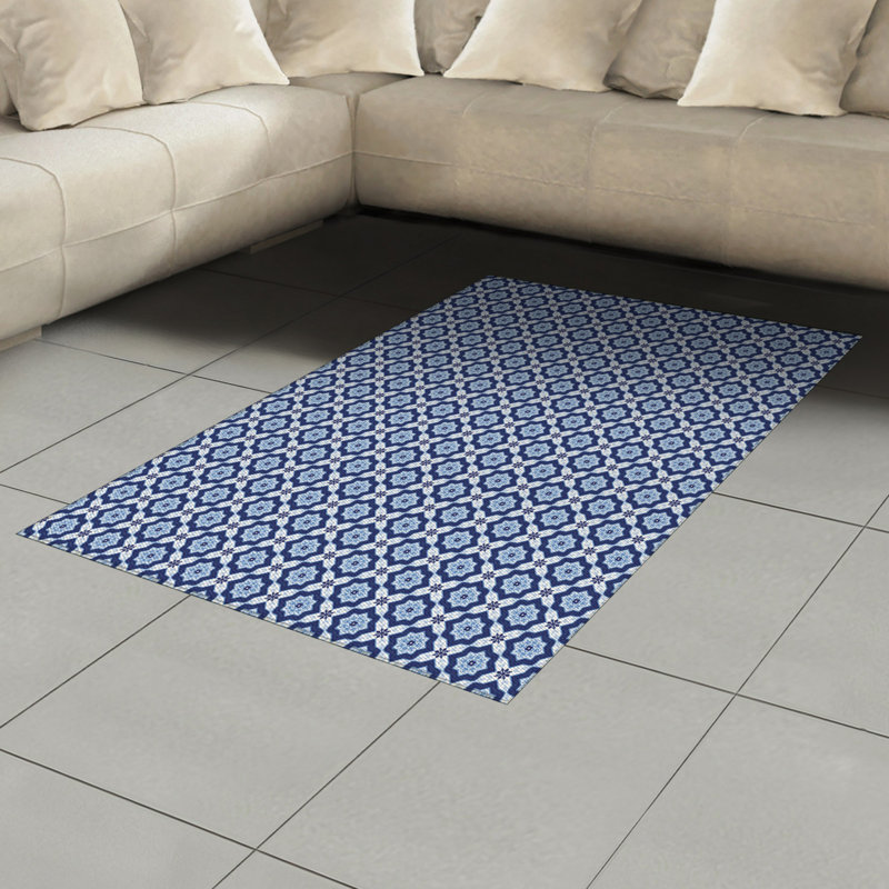 Tapis marocain à haute densité en fibre de polyester à longs fils décoratifs, Rectangle— 4 pi x 5 pi 8 po