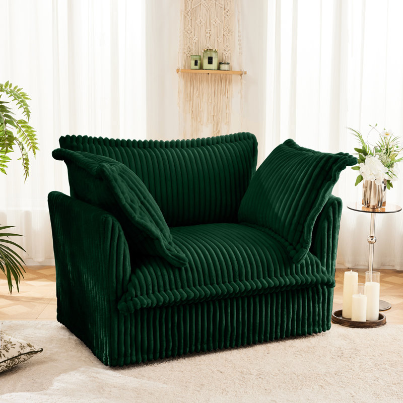 Fauteuil luxueux avec matériaux et rembourrage en velours côtelé rembourré de coton, respirant et doux, Vert