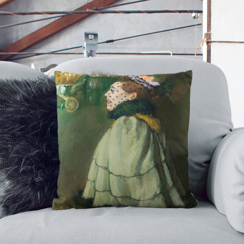 Woman At The Champs-Elysees Square Throw Cushion, 55cm H x 55cm W x 20cm D