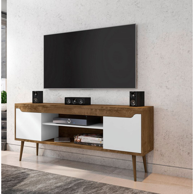 Delaini TV Stand for TVs up to 60", Rustic Brown/White