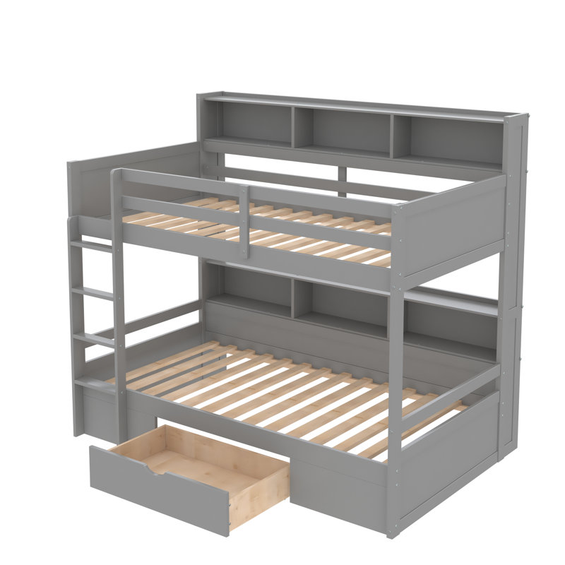 Castelli Kids Twin Over Twin Bunk Bed, Grey