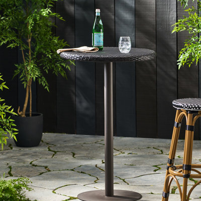 Table de bar d'extérieur ronde en PE, 66 cm (26 po) - Structure en fer, fabrication artisanale pour l'aménagement et le plaisir du jardin