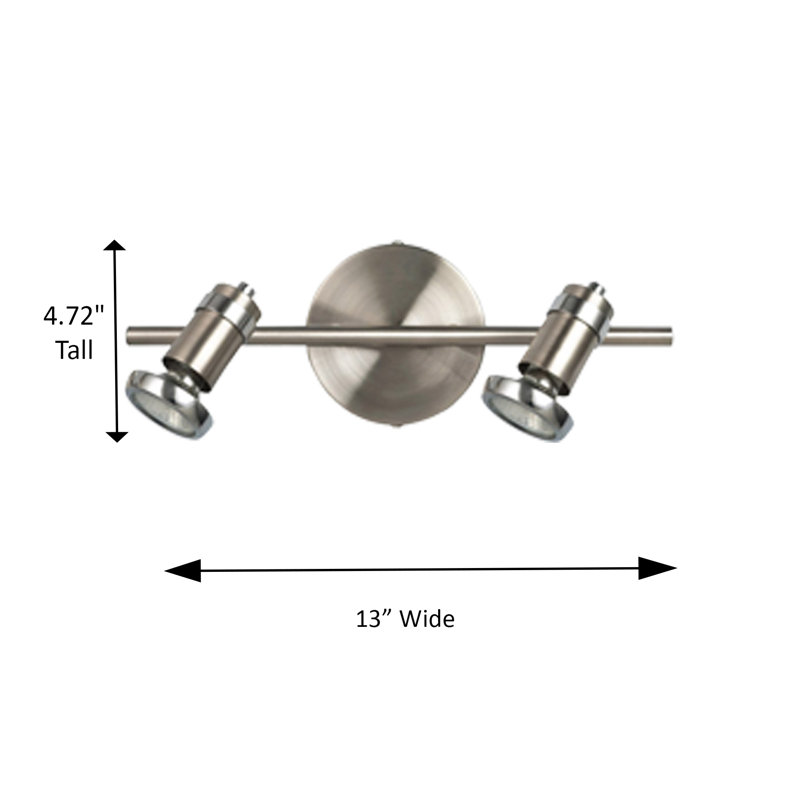 Lindaro 13'' 2 -Light Fixed Track Track Kit with Dimmable and Adjustable Head, Chrome/Satin Steel