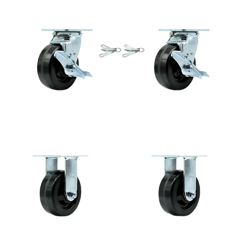 4 Piece Phenolic Caster Set with Brake/Swivel Lock