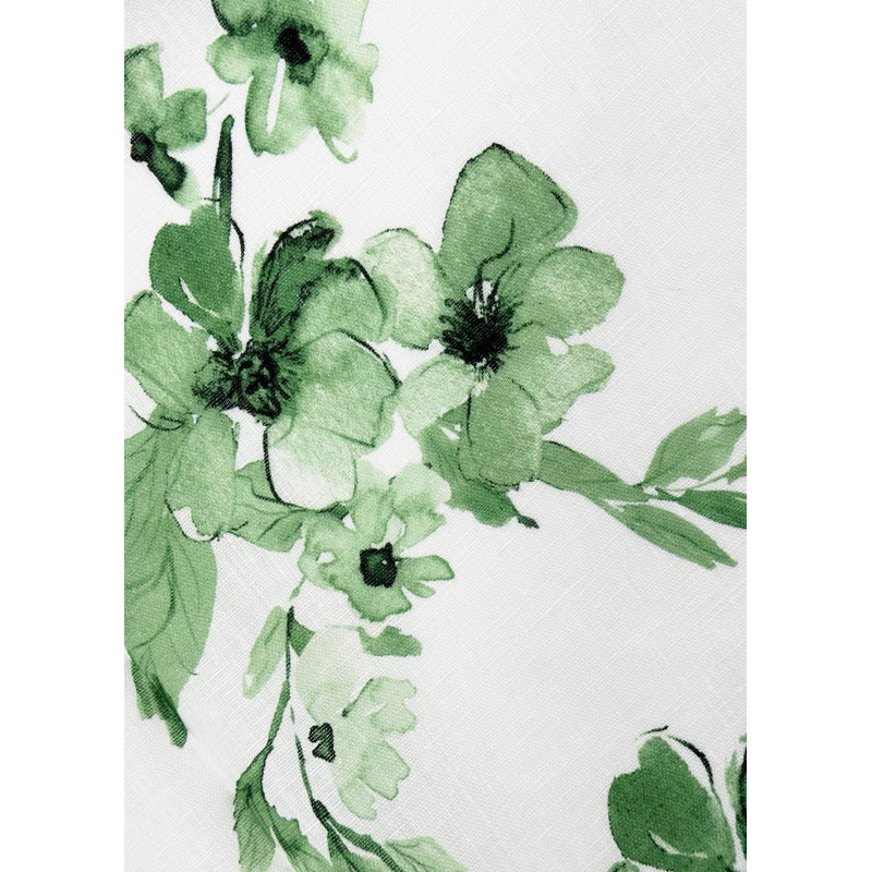 Floral Linen Square Napkins, Green/White