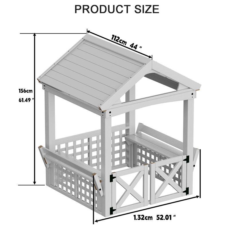 Maisonnette en bois pour enfants avec bancs