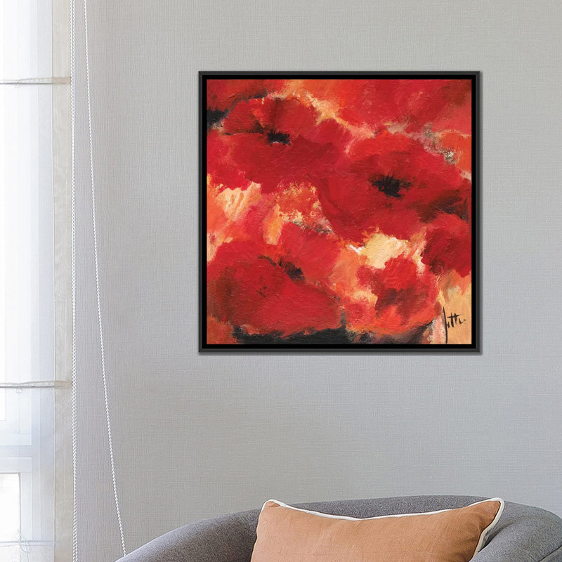 « abstract florals i », impression sur toile, H 18 po x l 18 po x P 1,5 po, Toile encadrée noire, Pas de tapis
