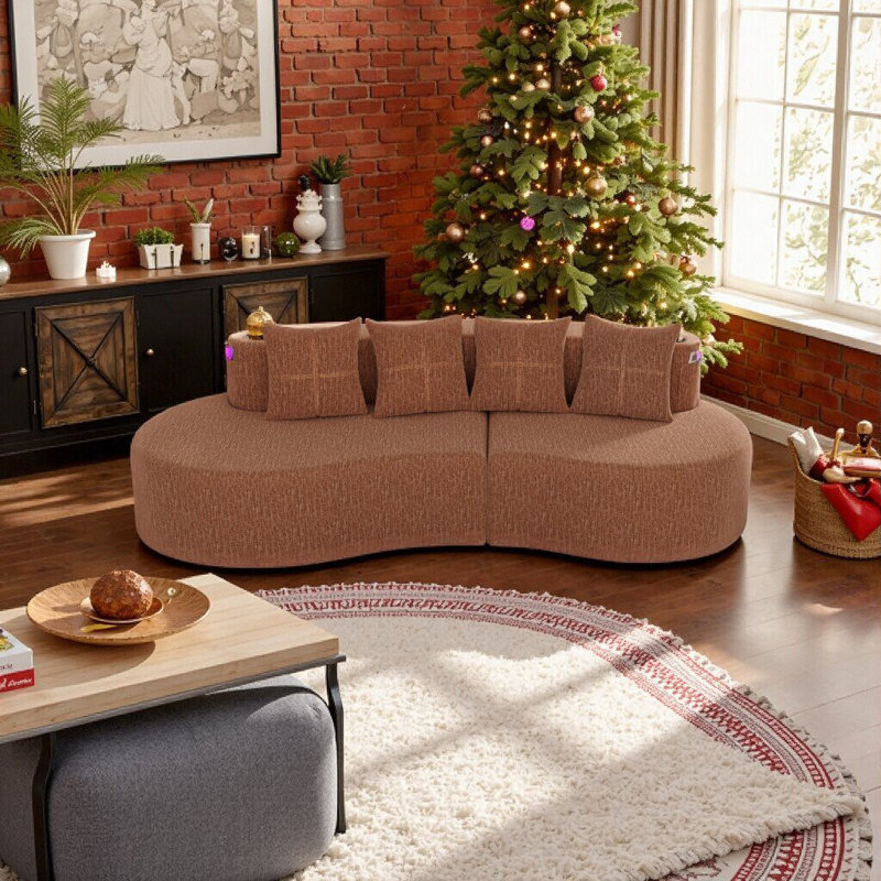 Canapé modulaire incurvé moderne avec mousse à mémoire de forme, revêtement en chenille, mobilier de salon modulaire, Orange