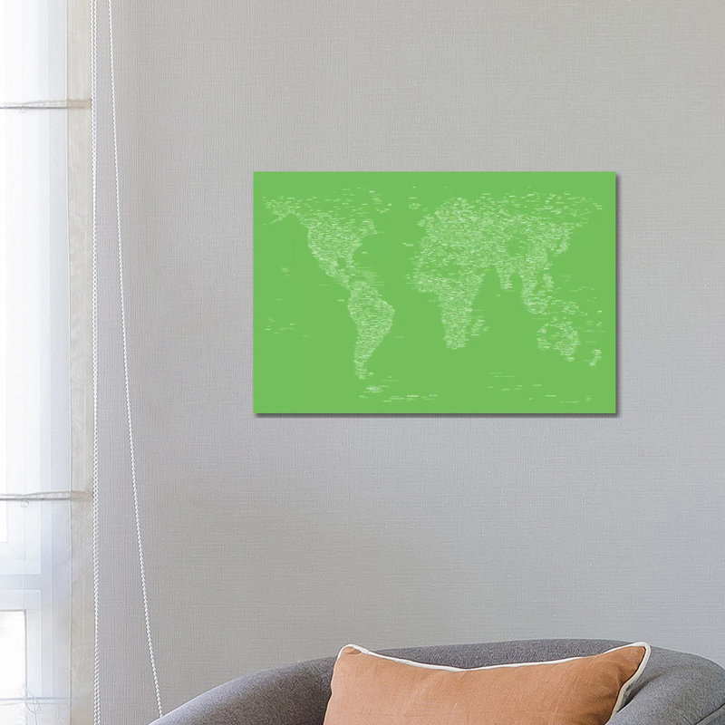 Font World Map by Michael Tompsett - Wrapped Canvas Print, 66.04 cm H x 45.72 cm W x 3.175 cm D
