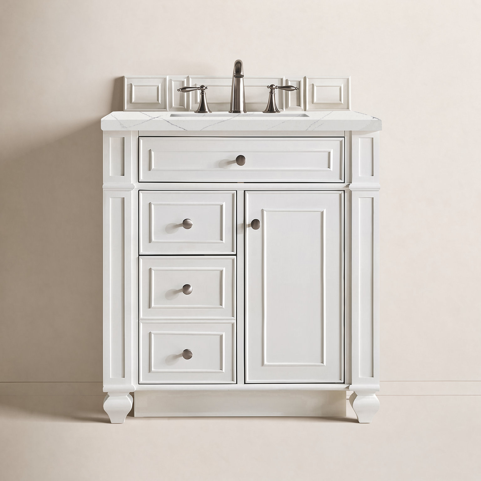 Bristol 30'' W Single Vanity, Bright White, Ethereal Noctis, 8" Widespread