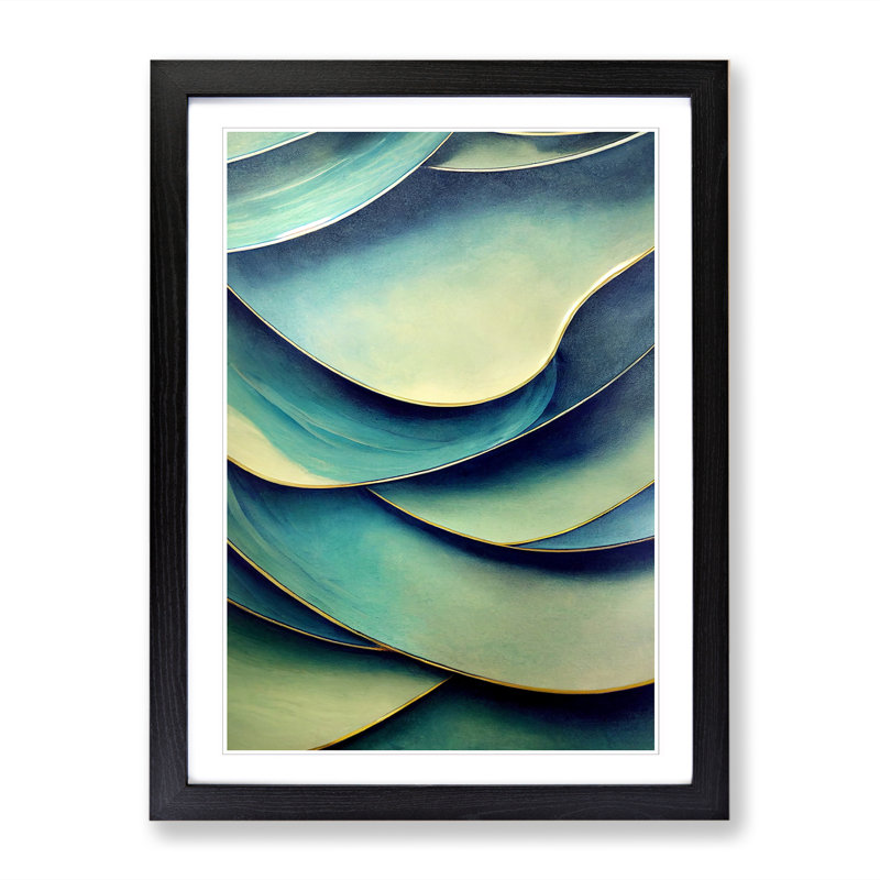 Ocean Sea Waves Abstract Vol.1 - Picture Frame Print, 34cm H x 25cm W x 2cm D, Black
