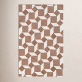 Rectangle Geometric Hand Tufted Wool Area Rug in Natural/Ivory