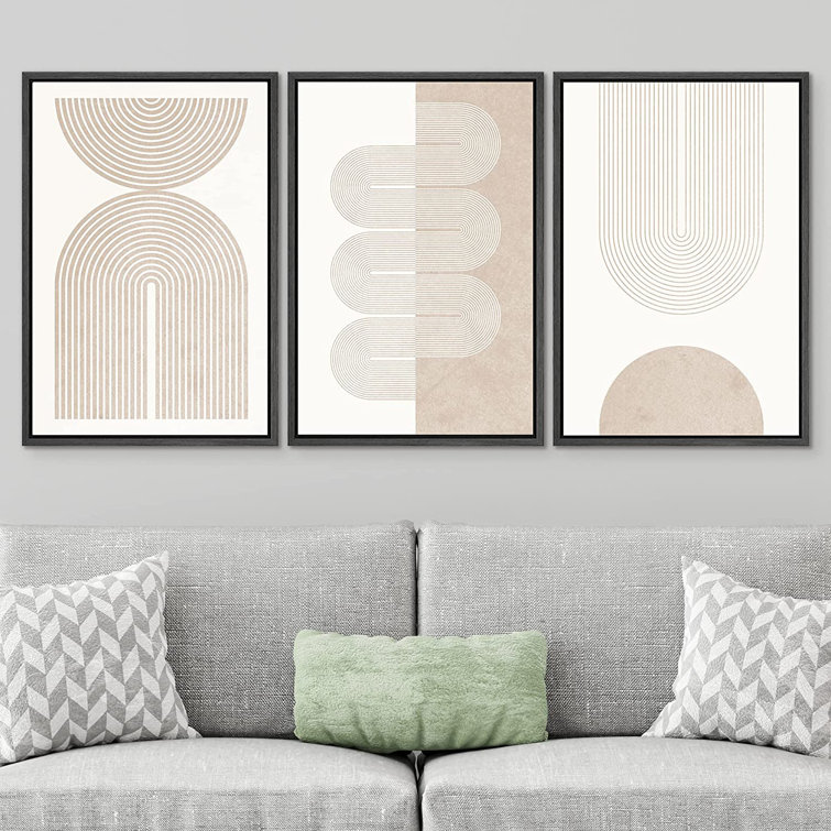 IDEA4WALL Geometric Duotone Spiral Waves Shapes Abstract Framed Canvas Mid  Century Modern Wall Art Decor Framed On Canvas Pieces Print  Reviews  Wayfair