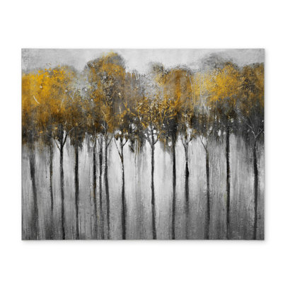 Napperon abstrait en polyester avec arbres de la forêt jaune - Décoration intérieure